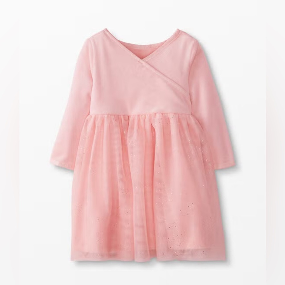 Hanna Andersson Pink Tulle & Velvet Long-Sleeve Party Dress